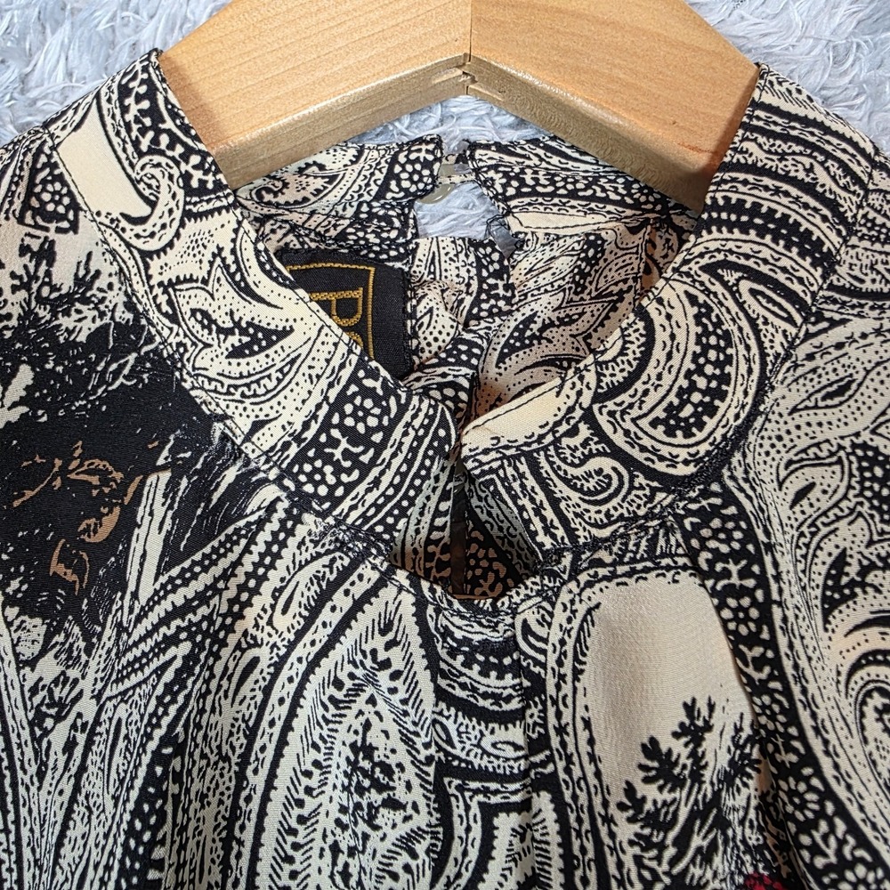 Vtg 100% Silk Top Pogia by d Polimeni Toile Hunting Field Fowl Dark Academia 4 - Picture 4 of 12